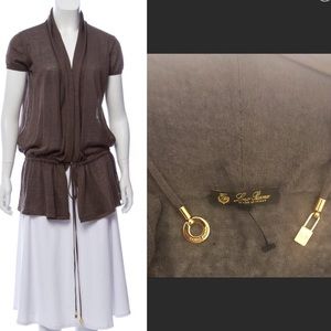 Loro Piana SZ M Linen/Silk cardigan with logo charms belt